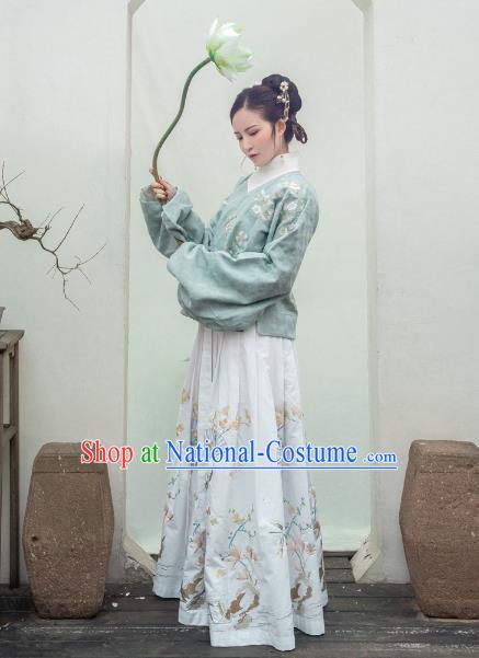 Traditional Ancient Chinese Ming Dynasty Palace Lady Costume Embroidered Bust Skirt, Elegant Hanfu Clothing Chinese Imperial Princess Skirts for Women