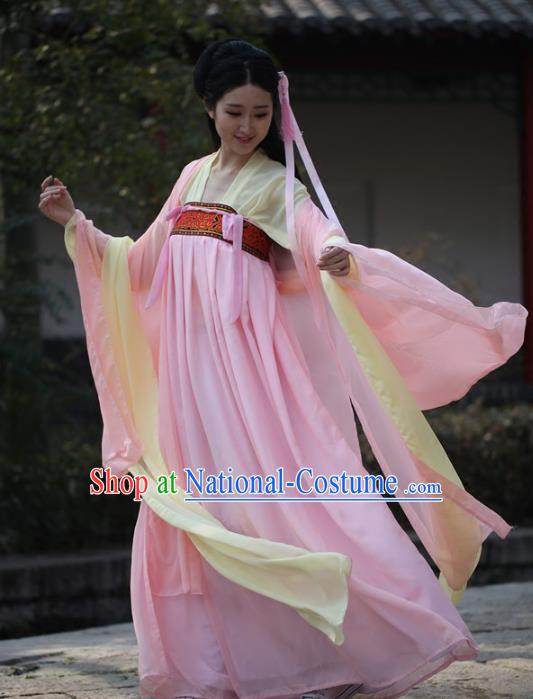 Traditional Ancient Chinese Imperial Princess Wide Sleeve Costume, Elegant Hanfu Clothing Chinese Tang Dynasty Imperial Empress Embroidered Dress for Women