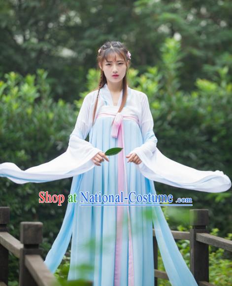 Traditional Ancient Chinese Peri Costume Blouse and Skirt, Elegant Hanfu Clothing Chinese Song Dynasty Princess Embroidered Dress for Women