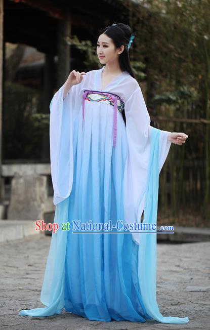 Traditional Ancient Chinese Princess Costume Blouse and Skirt, Elegant Hanfu Clothing Chinese Tang Dynasty Palace Lady Embroidered Dress for Women