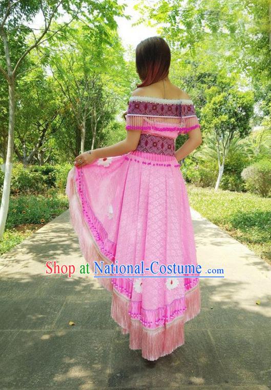 Traditional Chinese Miao Nationality Dancing Costume Hmong Female Folk Dance Ethnic Pleated Skirt Chinese Minority Nationality Embroidery Costume for Women