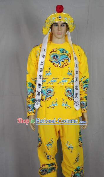 Traditional China Beijing Opera Takefu General Costume, Ancient Chinese Peking Opera Wu-Sheng Warrior Embroidery Yellow Clothing