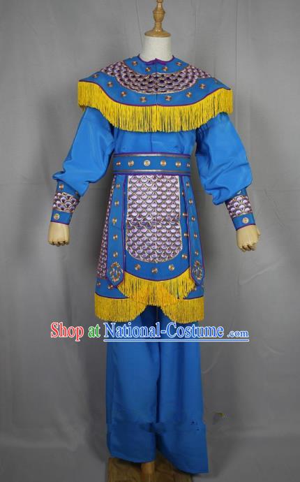 Traditional Beijing Opera Swordplay Embroidered Costume Female Warrior Dress, Ancient Chinese Peking Opera Blues Embroidery Clothing