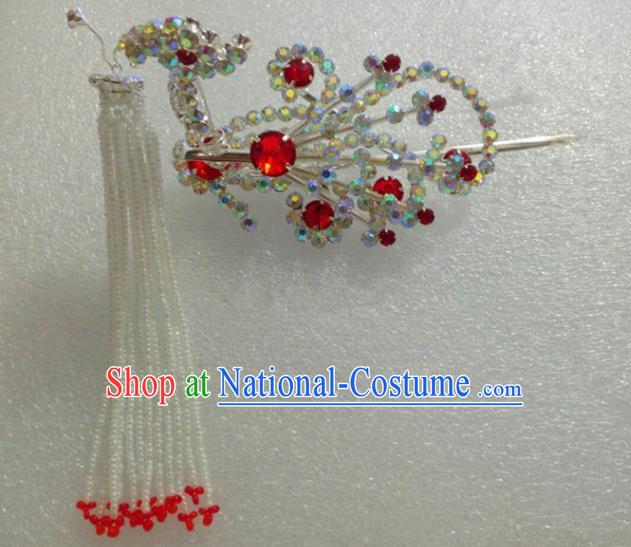 Traditional Handmade Chinese Ancient Classical Hair Accessories Barrettes Xiuhe Suit Phoenix Hairpin, Hanfu Hair Fascinators for Women