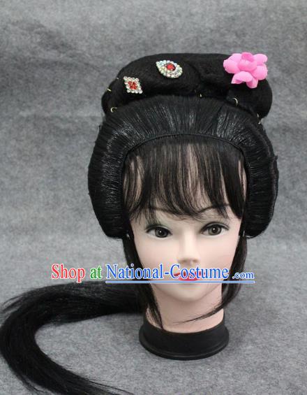 Traditional Handmade Chinese Ancient Classical Hair Accessories Peking Opera Young Lady Wig Sheath, China Beijing Opera Hua Tan Headgear