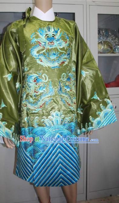 Top Grade Professional Beijing Opera Old Women Costume Pantaloon Green Embroidered Robe, Traditional Ancient Chinese Peking Opera Landlord Shiva Embroidery Clothing