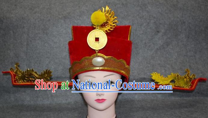 Traditional Handmade Chinese Ancient Classical Hair Accessories Peking Opera Niche Hat, China Beijing Opera God of Wealth Headgear