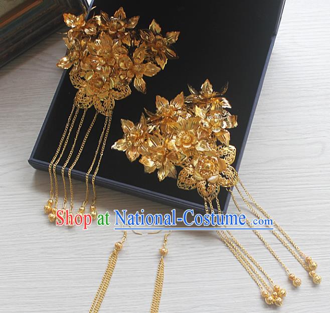 Chinese Ancient Style Hair Jewelry Accessories Xiuhe Suit Hairpins Headwear Headdress Bride Hair Fascinators for Women