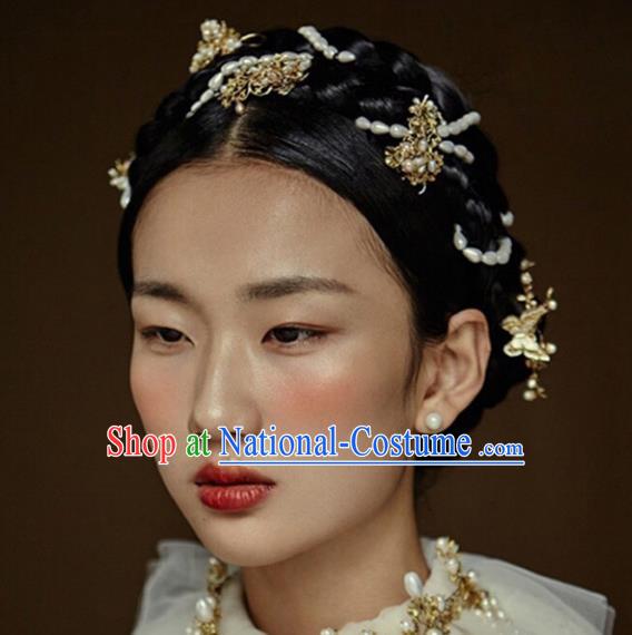 Traditional Handmade Chinese Ancient Classical Hair Accessories Barrettes Pearls Hair Clasp, Hanfu Hair Fascinators for Women