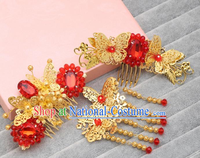 Traditional Handmade Chinese Ancient Classical Hair Accessories Barrettes Golden Hair Comb, Hanfu Hair Fascinators for Women