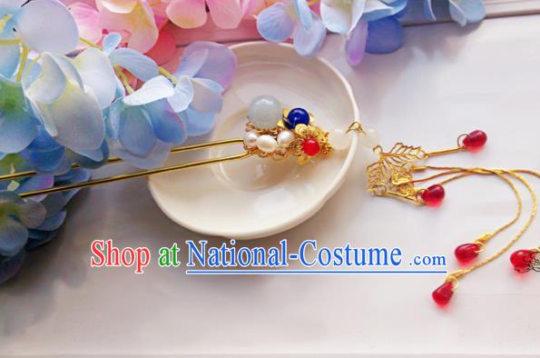 Traditional Handmade Chinese Ancient Classical Princess Hair Accessories Tassel Wedding Hairpins, Hair Jewellery Hair Fascinators for Women