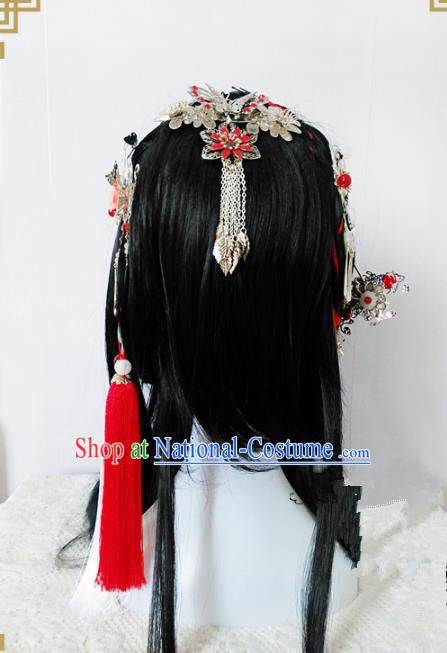 Traditional Handmade Chinese Ancient Classical Princess Hair Accessories Tassel Hanfu Hairpins Complete Set, Hair Jewellery Hair Fascinators for Women