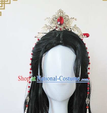 Traditional Handmade Chinese Ancient Classical Hair Accessories Swordsman Crystal Tuinga, Hair Jewellery Hair Fascinators for Men