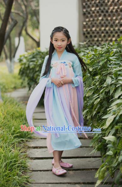 Traditional Ancient Chinese Children Costume, Elegant Hanfu Clothing Chinese Han Dynasty Princess Dress for Kids