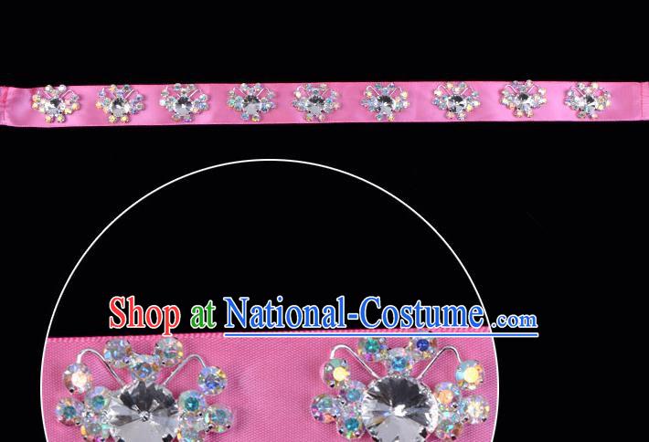 Traditional Beijing Opera Diva Hair Accessories Pink Crystal Headband, Ancient Chinese Peking Opera Hua Tan Hair Clasp Headwear