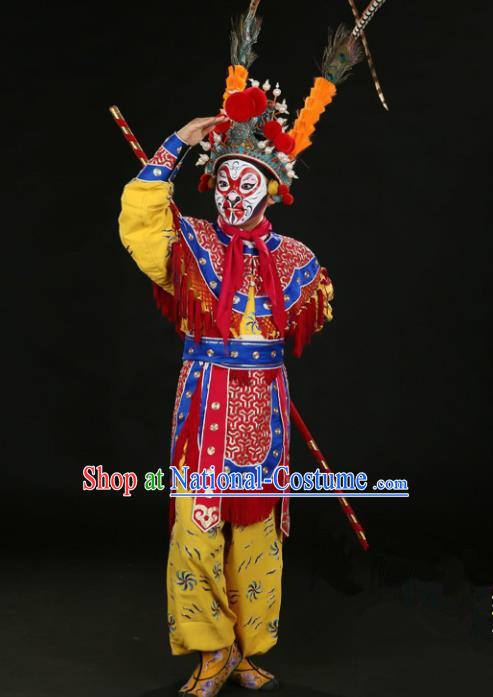 Traditional China Beijing Opera Takefu Sun Wukong Costume, Ancient Chinese Peking Opera Wu-Sheng Handsome Monkey King Embroidery Clothing