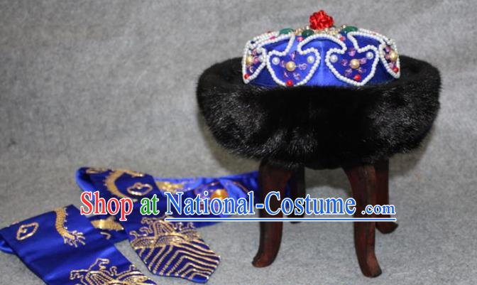 Traditional Handmade Chinese Ancient Classical Hair Accessories Peking Opera Emperor Hat, China Beijing Opera Qing Dynasty Manchu Majesty Headwear