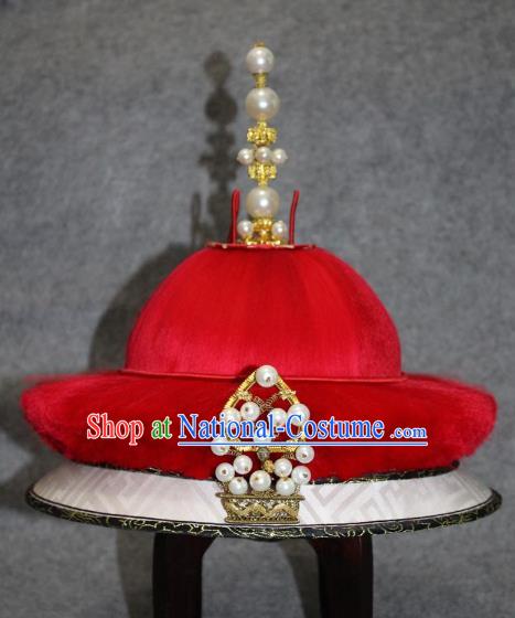 Traditional Handmade Chinese Ancient Classical Hair Accessories Peking Opera Emperor Hat, China Beijing Opera Qing Dynasty Manchu Majesty Headwear