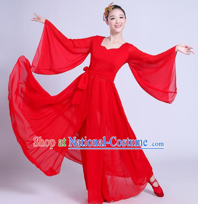 Traditional Chinese Classical Dance Yangge Fan Dancing Costume, Folk Dance Drum Dance Uniform Yangko Red Costume Complete Set for Women