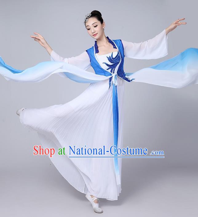 Traditional Chinese Yangge Fan Dancing Costume Modern Dance Dress Clothing and Headwear