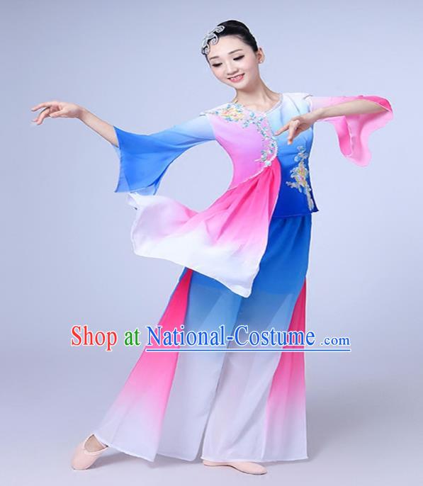 Traditional Chinese Classical Dance Yangge Fan Dance Costume, Chinese Classical Dance Folk Dance Uniform Yangko Clothing for Women