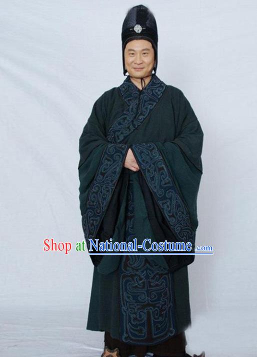 Traditional Chinese Ancient Minister Costume, Elegant Hanfu Clothing Chinese Ancient Qin Dynasty Eunuch Embroidery Robe Clothing