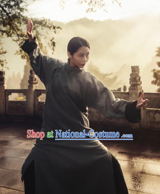 Traditional Chinese Ancient Kong Fu Costume, Elegant Hanfu Clothing Chinese Republic of China Martial Arts Long Gown