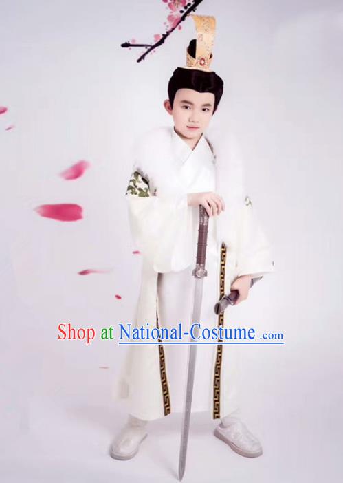 Traditional Chinese Ancient Nobility Childe Costume, Elegant Hanfu Clothing Chinese Han Dynasty Prince Clothing for Kids