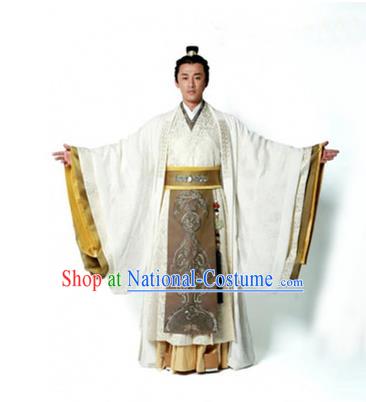 Traditional Chinese Ancient Qin Dynasty Prince Embroidered Costume, China Han Dynasty Majesty Embroidery Dragon Hanfu Robe Clothing