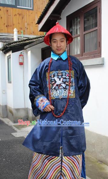 Top Grade Professional Beijing Opera Costume Qing Dynasty County Magistrate Embroidered Robe, Traditional Ancient Chinese Peking Opera Manchu Embroidery Gwanbok Clothing