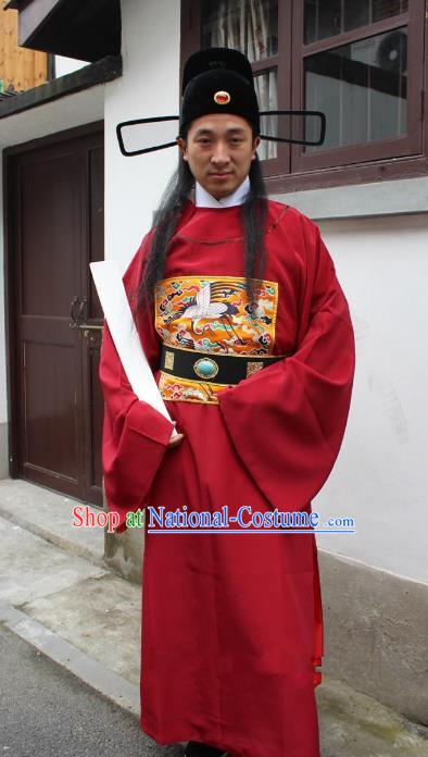 Top Grade Professional Beijing Opera Costume Ming Dynasty Minister Embroidered Robe, Traditional Ancient Chinese Peking Opera Embroidery Gwanbok Clothing