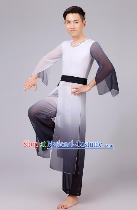 Traditional Chinese Classical Dance Yangge Fan Dance Costume, Folk Dance Drum Dance Uniform Yangko Black Clothing Complete Set for Men