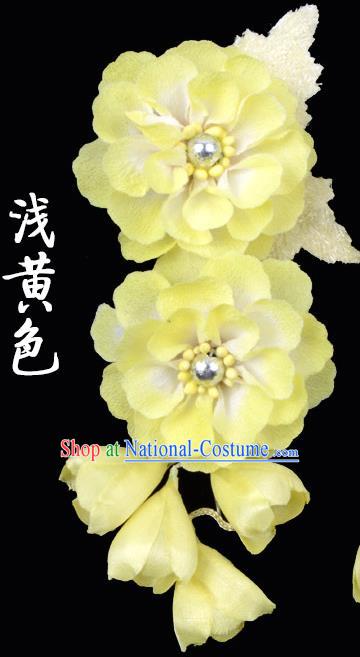 Traditional Beijing Opera Diva Hair Accessories Yellow Silk Flowers Hairpins, Ancient Chinese Peking Opera Hua Tan Hair Stick Headwear