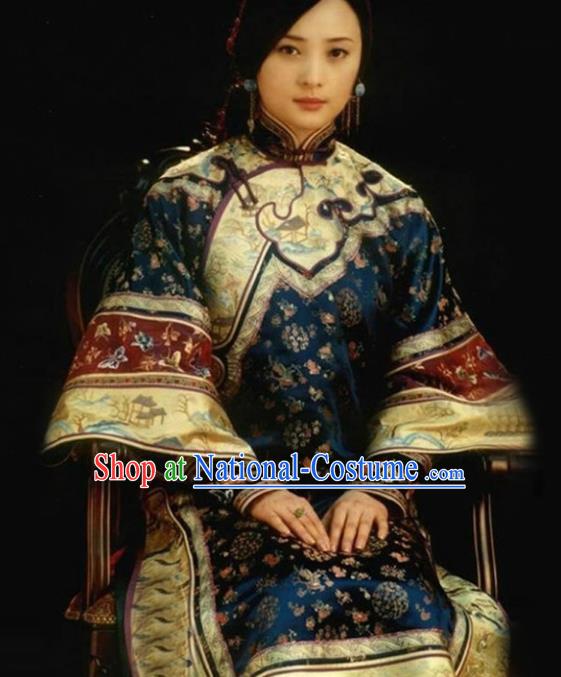 Traditional Chinese Qing Dynasty Mistress XiuHe Suit Costume, Elegant Hanfu Clothing Chinese Ancient Republic of China Young Dowager Embroidery Xiuhe Suit Clothing