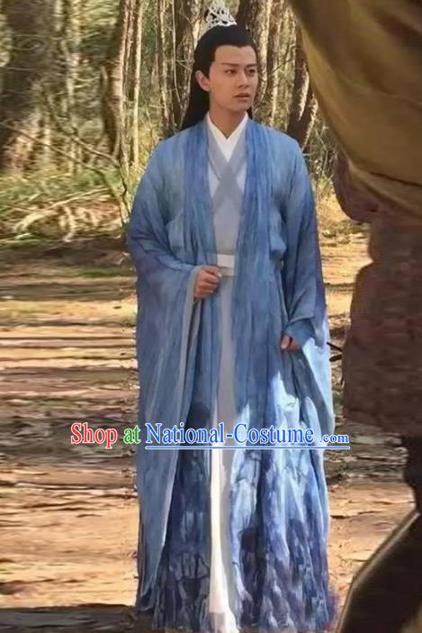 Traditional Chinese Ancient Swordsman Costume Madam White Snake Xu Xian Long Robe, Chinese Han Dynasty Kawaler Hanfu Clothing