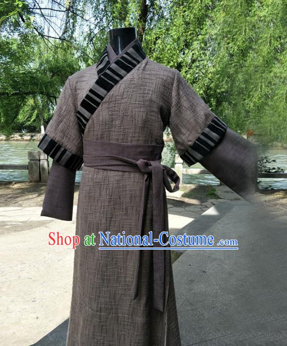 Traditional Chinese Ancient Swordsman Costume, Chinese Qin Dynasty Kawaler Hanfu Clothing for Men