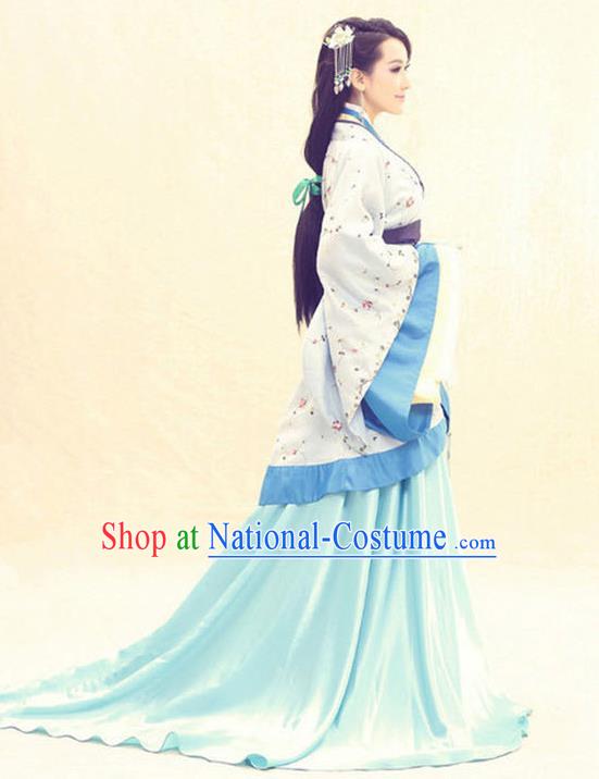 Traditional Ancient Chinese Imperial Consort Costume, Elegant Hanfu Clothing Chinese Han Dynasty Palace Lady Tailing Embroidered Clothing for Women