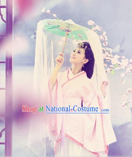 Traditional Ancient Chinese Imperial Consort Costume, Elegant Hanfu Clothing Chinese Han Dynasty Palace Lady Tailing Embroidered Pink Dress Clothing for Women