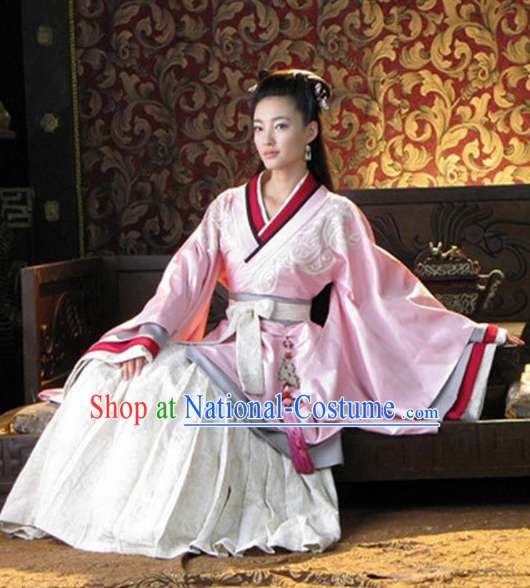 Traditional Ancient Chinese Imperial Consort Costume, Elegant Hanfu Clothing Chinese Han Dynasty Palace Princess Tailing Embroidered Clothing for Women