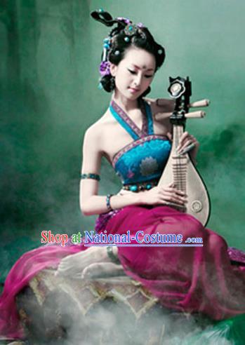 Traditional Ancient Chinese Dunhuang Flying Apsaras Dance Costume, Elegant Hanfu Clothing Chinese Palace Lady Fairy Clothing for Women