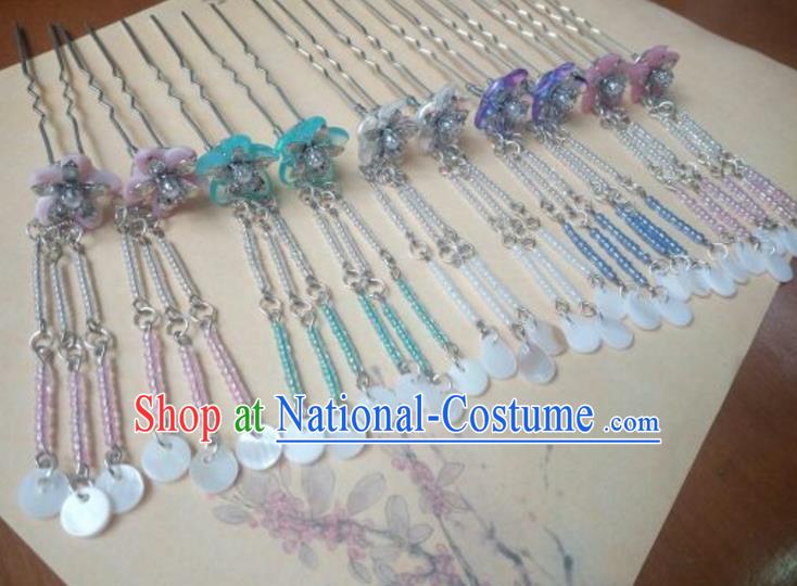 Traditional Chinese Ancient Classical Handmade Hair Accessories Barrettes Tassel Hairpin, Hanfu Step Shake Hair Fascinators Hairpins for Women