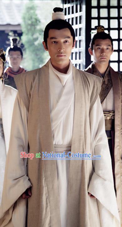 Traditional Chinese Ancient Scholar Costume, Chinese Han Dynasty Military Counsellor Hanfu Clothing for Men