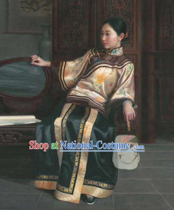 Traditional Ancient Chinese Republic of China Peeresses Costume Xiuhe Suit, Elegant Hanfu Clothing Chinese Qing Dynasty Nobility Dowager Clothing for Women