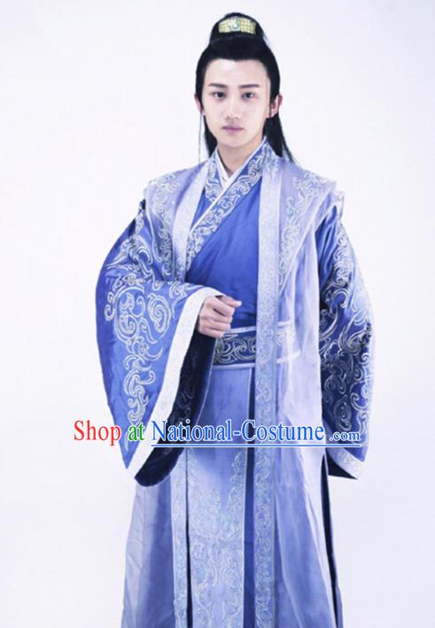 Traditional Chinese Ancient Hanfu Swordsman Costume, Chinese Han Dynasty Nobility Childe Kawaler Clothing for Men