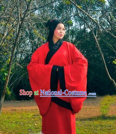 Traditional Ancient Chinese Imperial Consort Wedding Costume, Elegant Hanfu Clothing Chinese Han Dynasty Imperial Empress Red Embroidered Clothing for Women