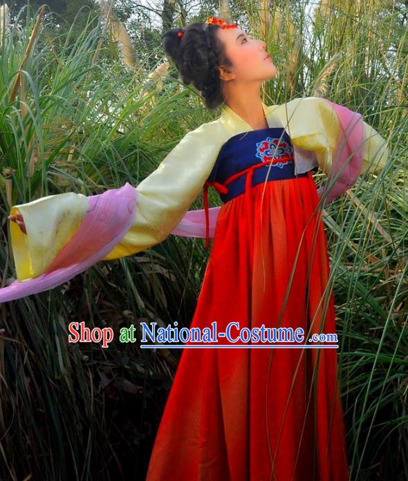 Traditional Ancient Chinese Imperial Princess Costume, Elegant Hanfu Clothing Chinese Tang Dynasty Palace Lady Embroidered Clothing for Women