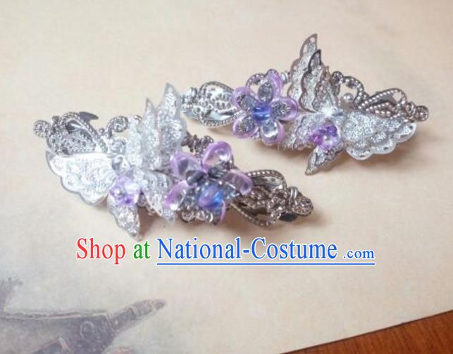 Traditional Chinese Ancient Classical Handmade Palace Princess Coloured Glaze Butterfly Hair Claw Hair Accessories, Hanfu Hair Stick Hair Fascinators Hairpins for Women