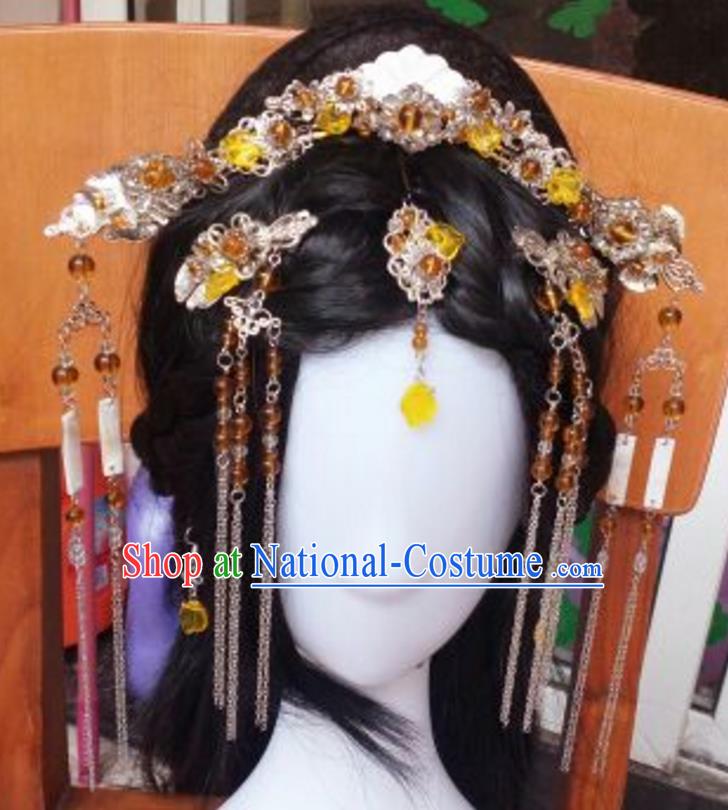 Traditional Handmade Chinese Ancient Classical Palace Lady Hair Accessories Complete Set, Hair Sticks Hair Jewellery, Hair Fascinators Hairpins for Women