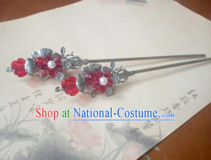 Traditional Handmade Chinese Ancient Classical Palace Lady Hair Accessories Hair Jewellery, Hair Fascinators Red Beads Hairpins for Women