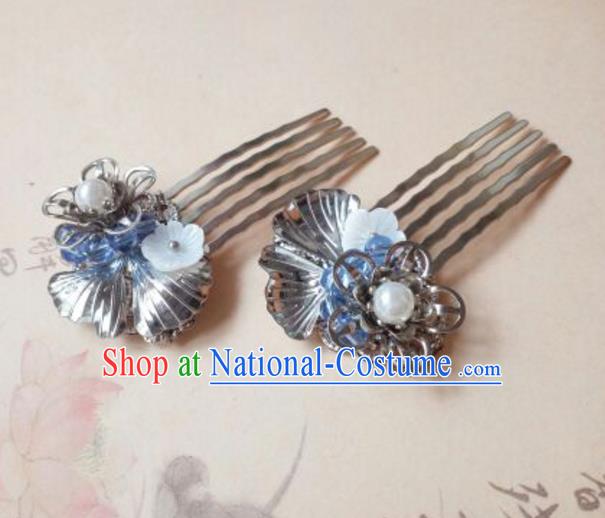 Traditional Handmade Chinese Ancient Classical Hanfu Hair Accessories Step Shake, Princess Hairpins Shell Hair Comb Headwear for Women